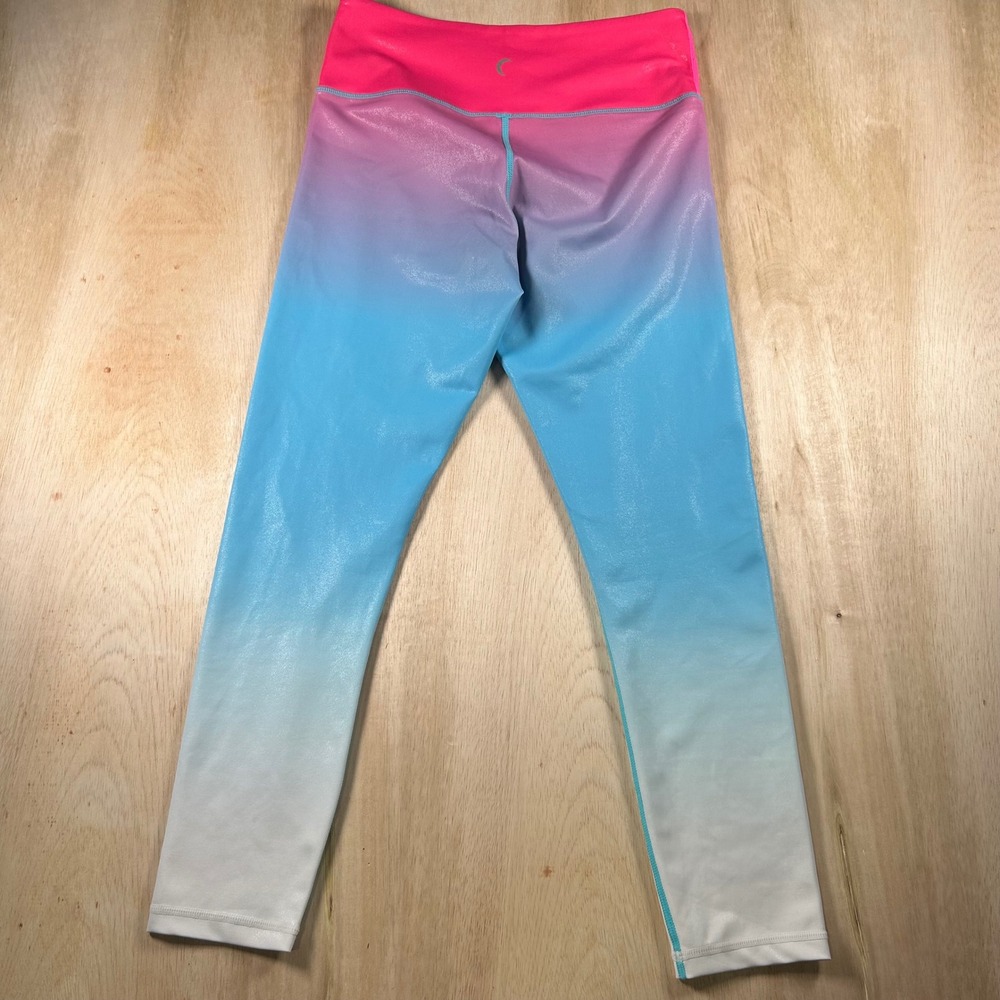 Zyia Active Ombre Metallic Leggings Pink Blue White Gradient Size 6-8 - Picture 5 of 6